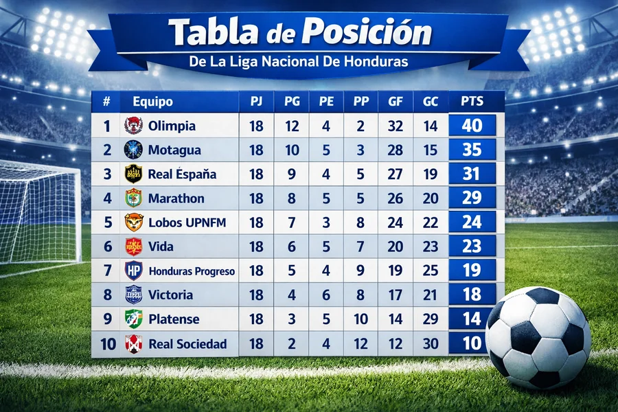 Tabla De Posición De La Liga Nacional De Honduras